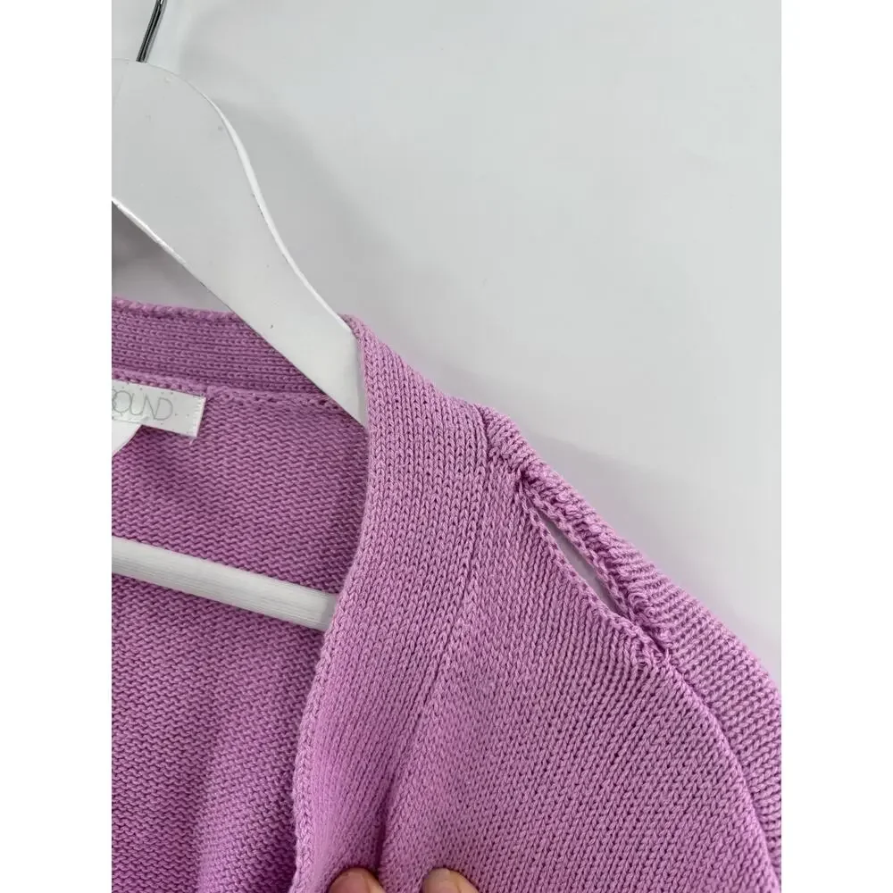 Abound Cardigan Sweater Womens Small Purple Buttons Knit 100% Cotton Stretch